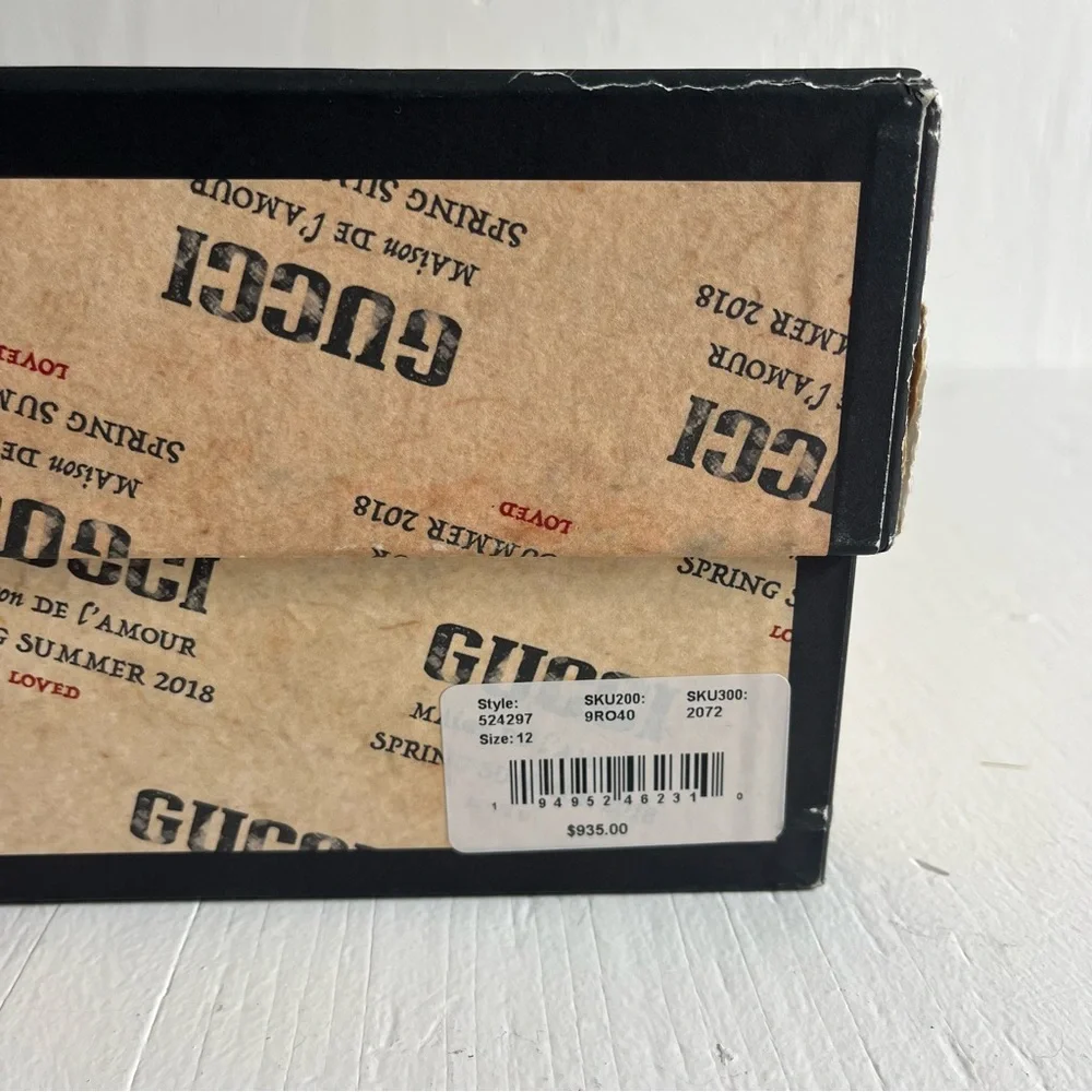 Gucci Men's Lawrence Faux Fur Suede GG Logo Slides Size 12 Chocolate Brown - Picture 12 of 13